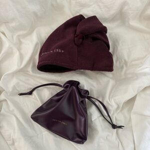 Burgundy Hair Towel and Pouch Set